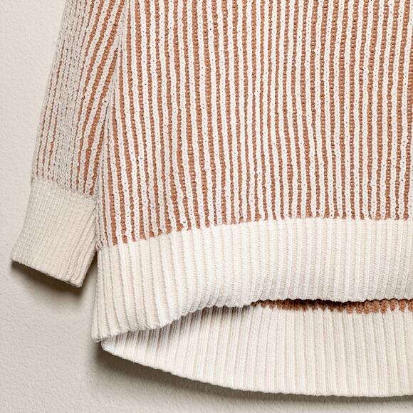 Aerie Striped Knit Collared Sweater Oversized Pullover Tan Long Sleeve Small - Picture 5 of 11
